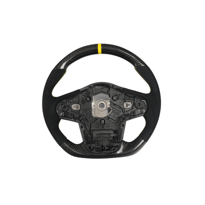 Racing Art [20+ A90 Supra MKV] Carbon Fiber Steering Wheel *Clearance* - JDMuscleSteering WheelsRA-SUP-STR4Carbon+Suede+Yellow Ring