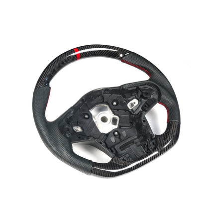 Racing Art [20+ A90 Supra MKV] Carbon Fiber Steering Wheel *Clearance* - JDMuscleSteering WheelsRA-SUP-STR1Carbon+Perforated Leather+Red Ring