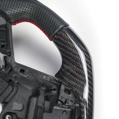Racing Art [20+ A90 Supra MKV] Carbon Fiber Steering Wheel *Clearance* - JDMuscleSteering WheelsRA-SUP-STR3Carbon+Suede+Red Ring
