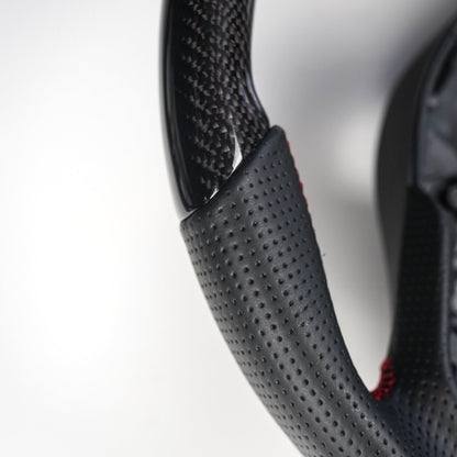 Racing Art [20+ A90 Supra MKV] Carbon Fiber Steering Wheel *Clearance* - JDMuscleSteering WheelsRA-SUP-STR1Carbon+Perforated Leather+Red Ring
