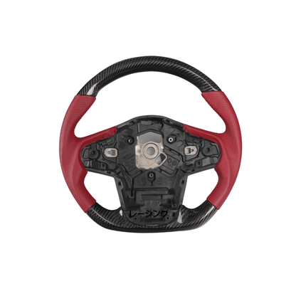 Racing Art [20+ A90 Supra MKV] Carbon Fiber Steering Wheel *Clearance* - JDMuscleSteering WheelsRA-SUP-STR1Carbon+Perforated Leather+Red Ring