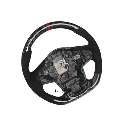 Racing Art [20+ A90 Supra MKV] Carbon Fiber Steering Wheel *Clearance* - JDMuscleSteering WheelsRA-SUP-STR3Carbon+Suede+Red Ring