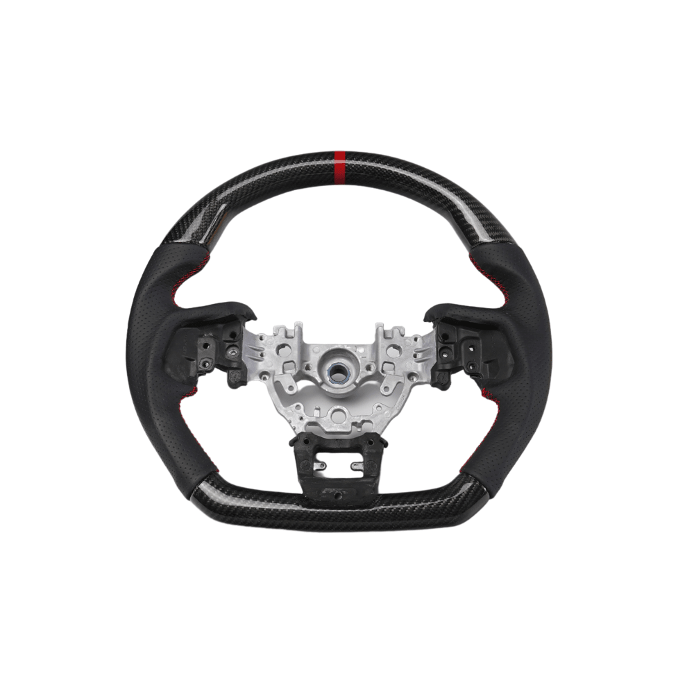 Racing Art [22 - 26 WRX] Carbon Fiber Steering Wheel - Leather / Suede - JDMuscleSteering WheelsRA-STR-WRX22LRCarbon/Leather/Red Stripe