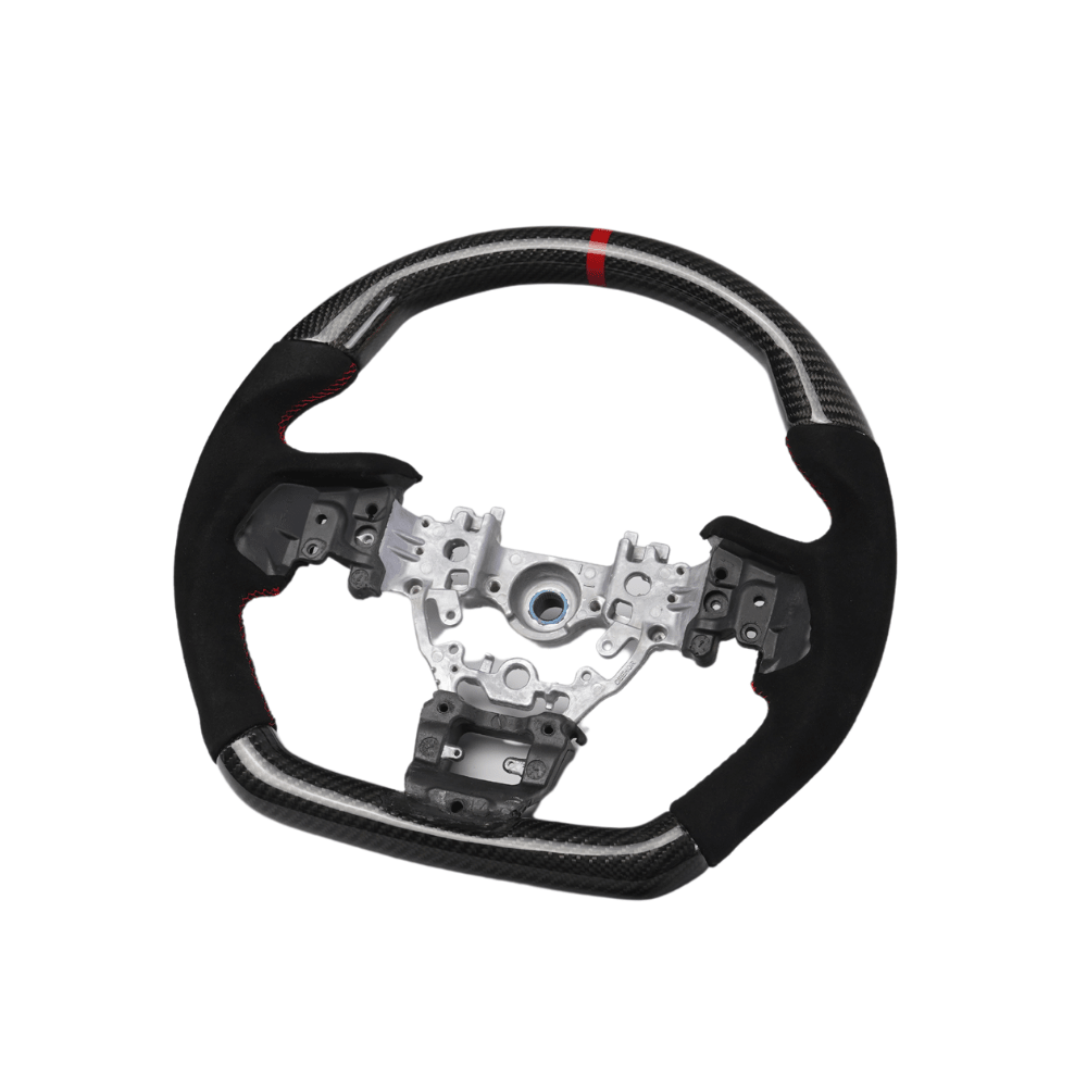 Racing Art [22 - 26 WRX] Carbon Fiber Steering Wheel - Leather / Suede - JDMuscleSteering WheelsRA-STR-WRX22LRCarbon/Leather/Red Stripe