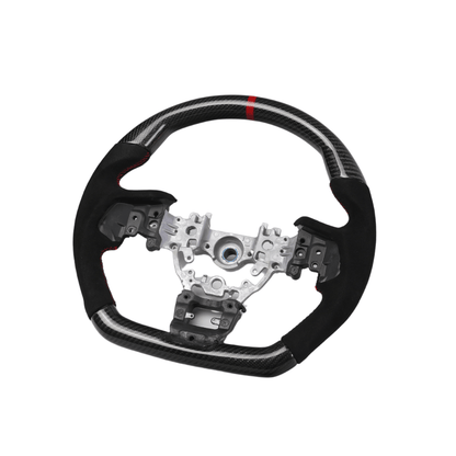 Racing Art [22 - 26 WRX] Carbon Fiber Steering Wheel - Leather / Suede - JDMuscleSteering WheelsRA-STR-WRX22LRCarbon/Leather/Red Stripe