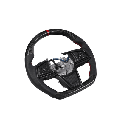 Racing Art [22 - 26 WRX] Carbon Fiber Steering Wheel - Leather / Suede - JDMuscleSteering WheelsRA-STR-WRX22LRCarbon/Leather/Red Stripe