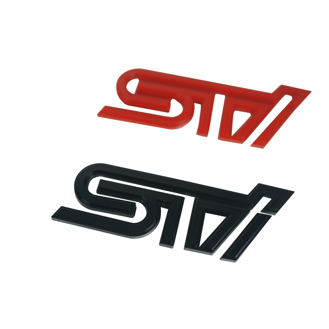 Racing Art STI Trunk Emblem - Red / Black / Neon Yellow [Universal] - JDMuscleOrnaments and EmblemsRA-TRUNK-STIREDRed