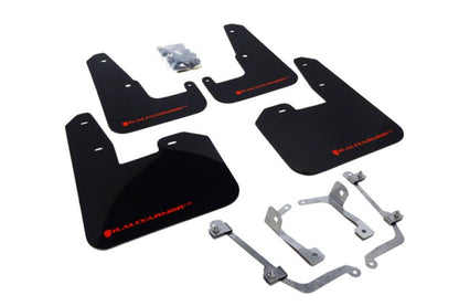 Rally Armor [08-14 STI Hatchback, 11-14 WRX Hatchback] V2 UR Black Mud Flap w/ Red Logo - JDMuscleMudflapsralMF15-UR-BLK/RD