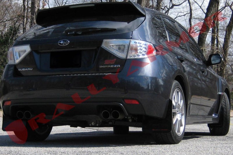 Rally Armor [08-14 STI Hatchback, 11-14 WRX Hatchback] V2 UR Black Mud Flap w/ Red Logo - JDMuscleMudflapsralMF15-UR-BLK/RD