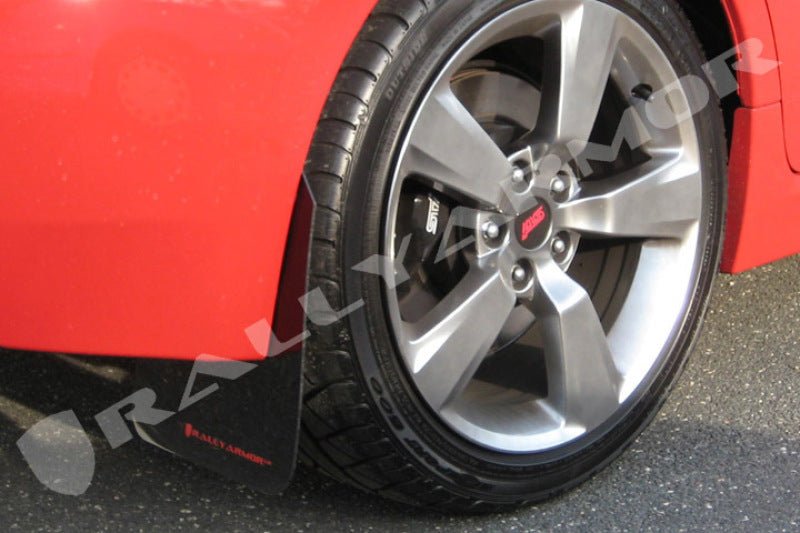 Rally Armor [08-14 STI Hatchback, 11-14 WRX Hatchback] V2 UR Black Mud Flap w/ Red Logo - JDMuscleMudflapsralMF15-UR-BLK/RD