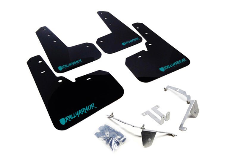Rally Armor 13 - 17 Crosstrek XV Black Mud Flap w/ Teal Logo and Altered Font | MF26 - UR - BLK/TL - X - JDMuscleMudflapsralMF26-UR-BLK/TL-X