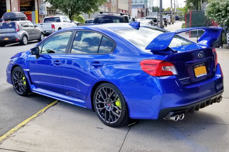 Rally Armor [15-21 WRX/STI] Black UR Mud Flap w/Green Logo - JDMuscleMudflapsralMF32-UR-BLK/CGN