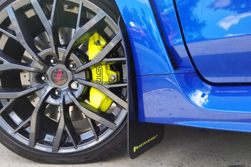Rally Armor [15-21 WRX/STI] Black UR Mud Flap w/Green Logo - JDMuscleMudflapsralMF32-UR-BLK/CGN