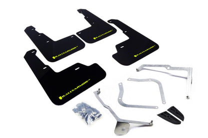 Rally Armor [15-21 WRX/STI] Black UR Mud Flap w/Green Logo - JDMuscleMudflapsralMF32-UR-BLK/CGN