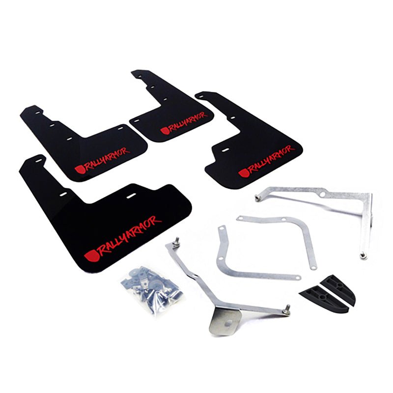Rally Armor [15-21 WRX/STI] UR Black Mud Flap w/ Red Logo and Altered Font - JDMuscleMudflapsralMF32-UR-BLK/RD-X