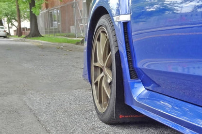 Rally Armor [15-21 WRX/STI] UR Mudflaps Black Urethane Red Logo - JDMuscleMudflapsralMF32-UR-BLK/RD