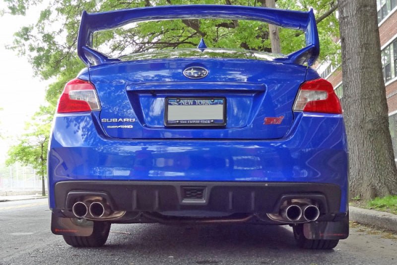 Rally Armor [15-21 WRX/STI] UR Mudflaps Black Urethane Silver Logo - JDMuscleMudflapsralMF32-UR-BLK/SIL
