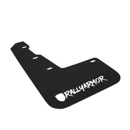 Rally Armor [15-21 WRX/STI] UR Mudflaps Black Urethane w/ New Era White Logo - JDMuscleMudflapsralMF32-UR-BLK/WH-X