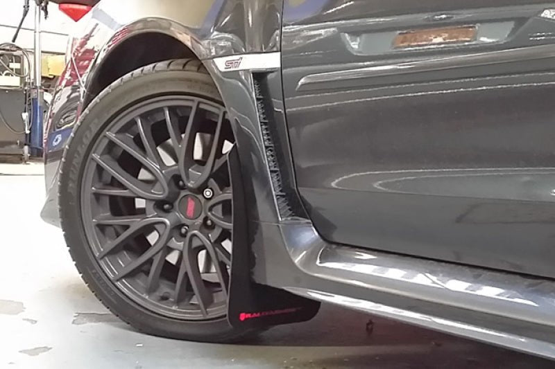 Rally Armor [15-21 WRX/STI] UR Red Mud Flap w/ White Logo - JDMuscleMudflapsralMF32-UR-RD/WH