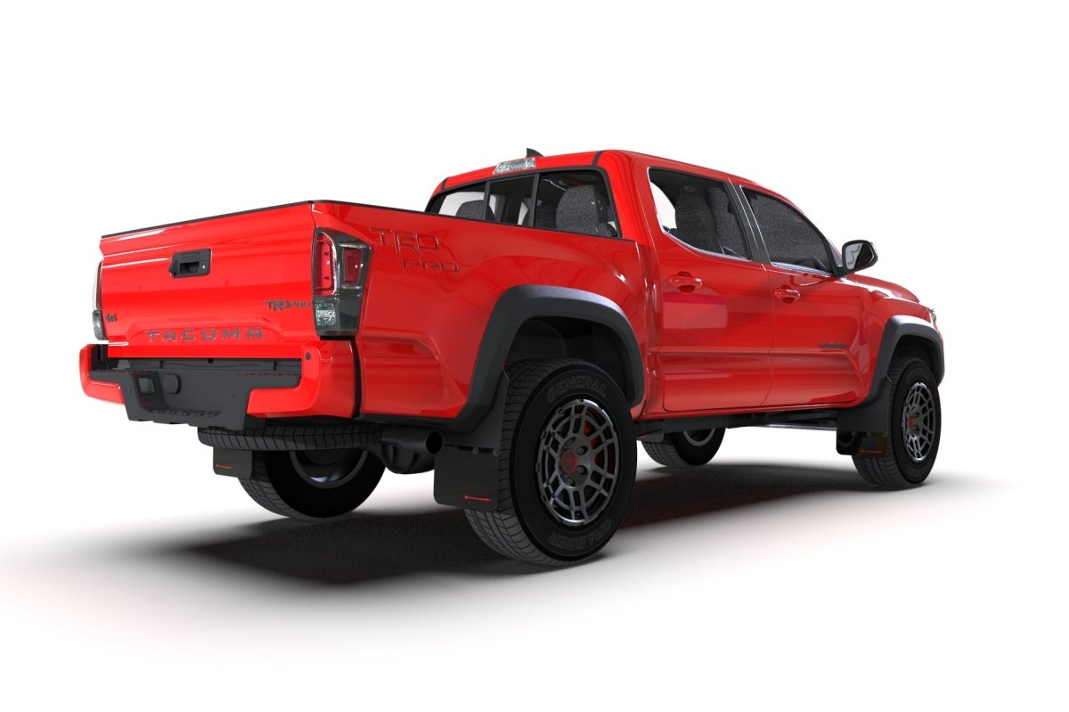 Rally Armor [16 - 22 Tacoma] Black Mud Flap w/ Army Green Logo | MF94 - BLK - AGN - JDMuscleMudflapsralMF94-BLK-AGN