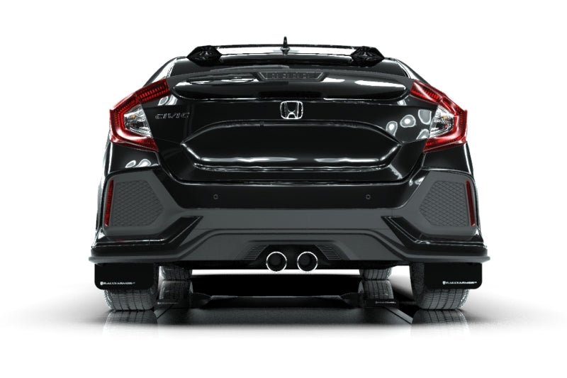 Rally Armor [17-21 Civic Sport/Sport Touring Hatchback] UR Black Mud Flap w/ White Logo | MF51-UR-BLK/WH - JDMuscleMudflapsralMF51-UR-BLK/WH