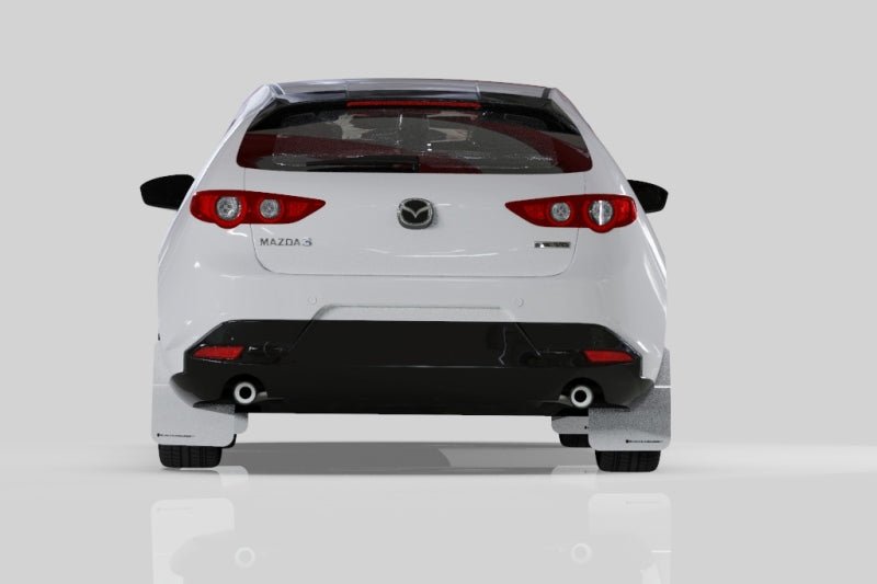 Rally Armor 19-22 Mazdaspeed3 Hatchback UR White Mud Flap w/ Black Logo | MF61-UR-WH/BLK - JDMuscleMudflapsralMF61-UR-WH/BLK