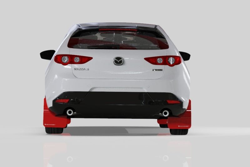 Rally Armor 19-22 Mazdaspeed3 Hatchback UR White Mud Flap w/ Black Logo | MF61-UR-WH/BLK - JDMuscleMudflapsralMF61-UR-WH/BLK