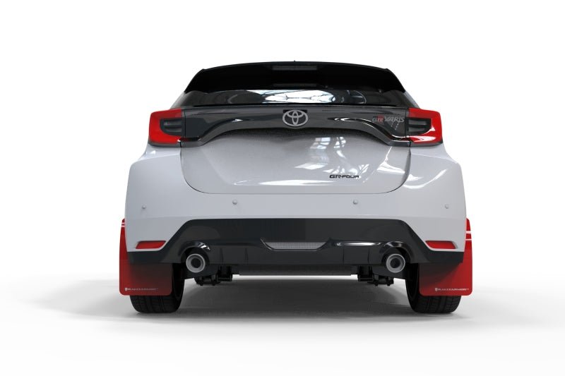 Rally Armor 20 - 23 GR Supra Yaris Hatchback Red Mud Flap w/ White Logo | MF74 - UR - RD/WH - JDMuscleMudflapsralMF74-UR-RD/WH