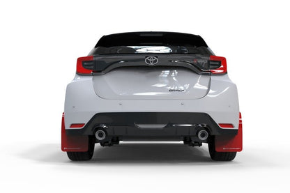 Rally Armor 20 - 23 GR Supra Yaris Hatchback Red Mud Flap w/ White Logo | MF74 - UR - RD/WH - JDMuscleMudflapsralMF74-UR-RD/WH