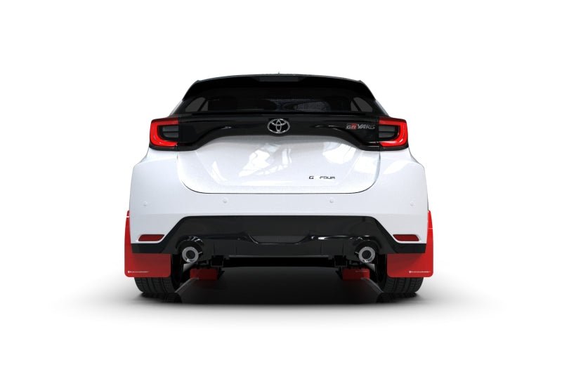Rally Armor 20 - 23 GR Supra Yaris Hatchback Red Mud Flap w/ White Logo | MF74 - UR - RD/WH - JDMuscleMudflapsralMF74-UR-RD/WH