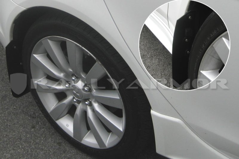 Rally Armor Basic Black Mud Flap w/ Black Logo Mitsubishi Lancer 2007-2017 | MF8-BAS-BLK - JDMuscleMudflapsralMF8-BAS-BLK