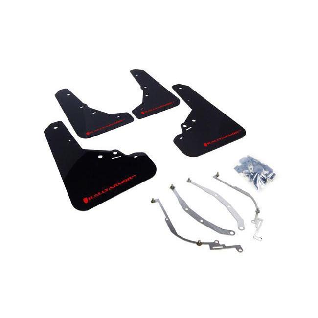 Rally Armor Black Mud Flap w/ Red Logo Fiat 500 | Pop/Sport/Lounge/Abarth 2012+