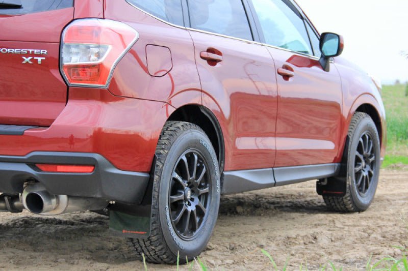 Rally Armor Black Mud Flap w/ Red Logo Subaru Forester 2014+ | MF28-UR-BLK/RD - JDMuscleMudflapsralMF28-UR-BLK/RD