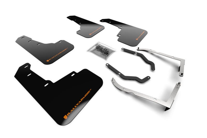 Rally Armor Lift/AT UR Black Mud Flap w/ Orange Logo Subaru XV Crosstrek 2018-2022 | MF46-LTUR-BLK/OR - JDMuscleMudflapsralMF46-LTUR-BLK/OR