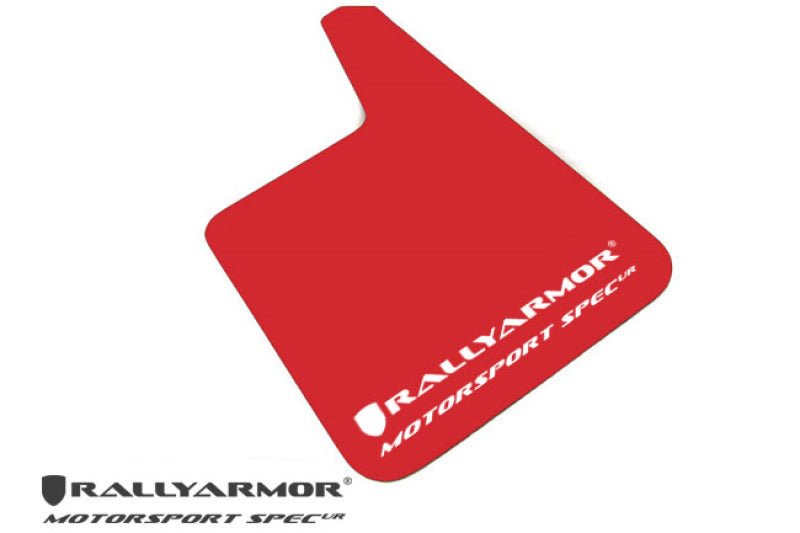 Rally Armor Motorsport Spec Red Mud Flap w/ White Logo Universal | MF20-MSUR-RD/WH - JDMuscleMudflapsralMF20-MSUR-RD/WH