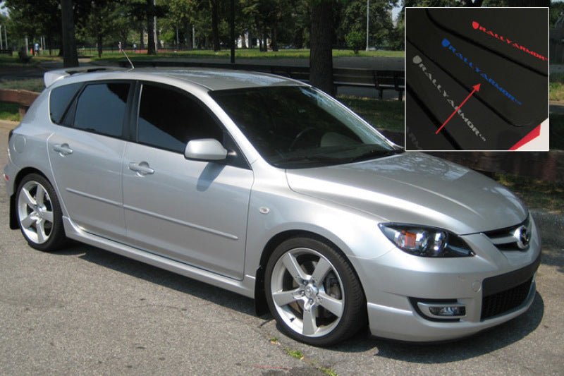 Rally Armor UR Black Mud Flap w/ Blue Logo Mazda Mazdaspeed3 2004-2009 | MF9-UR-BLK/BL - JDMuscleMudflapsralMF9-UR-BLK/BL
