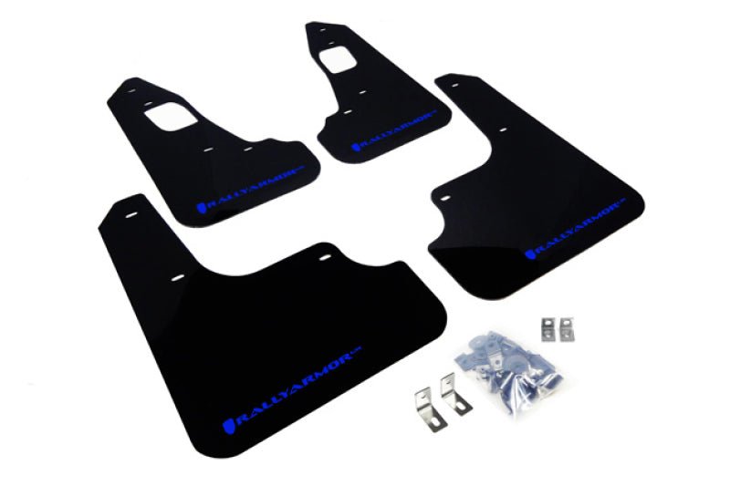 Rally Armor UR Black Mud Flap w/ Blue Logo Mitsubishi EVO X 2008+ | MF10-UR-BLK/BL - JDMuscleMudflapsralMF10-UR-BLK/BL