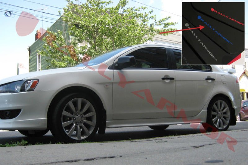 Rally Armor UR Black Mud Flap w/ Blue Logo Mitsubishi Lancer 2007-2017 | MF8-UR-BLK/BL - JDMuscleMudflapsralMF8-UR-BLK/BL