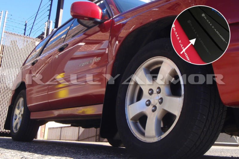 Rally Armor UR Black Mud Flap w/ Grey Logo Subaru Forester 1998-2002 | MF13-UR-BLK/GRY - JDMuscleMudflapsralMF13-UR-BLK/GRY