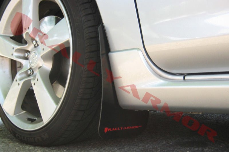 Rally Armor UR Black Mud Flap w/ Red Logo Mazda Mazdaspeed3 2004-2009 | MF9-UR-BLK/RD - JDMuscleMudflapsralMF9-UR-BLK/RD