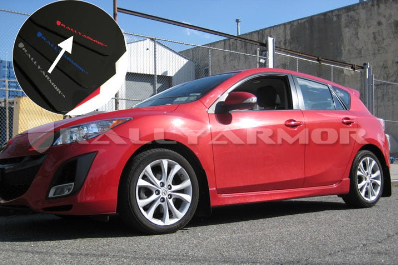 Rally Armor UR Black Mud Flap w/ Red Logo Mazda Mazdaspeed3 2010-2013 | MF17-UR-BLK/RD - JDMuscleMudflapsralMF17-UR-BLK/RD