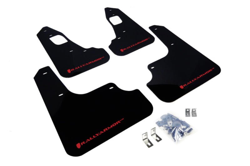 Rally Armor UR Black Mud Flap w/ Red Logo Mitsubishi EVO X 2008-2017 | MF10-UR-BLK/RD - JDMuscleMudflapsralMF10-UR-BLK/RD