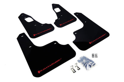 Rally Armor UR Black Mud Flap w/ Red Logo Mitsubishi EVO X 2008-2017 | MF10-UR-BLK/RD - JDMuscleMudflapsralMF10-UR-BLK/RD