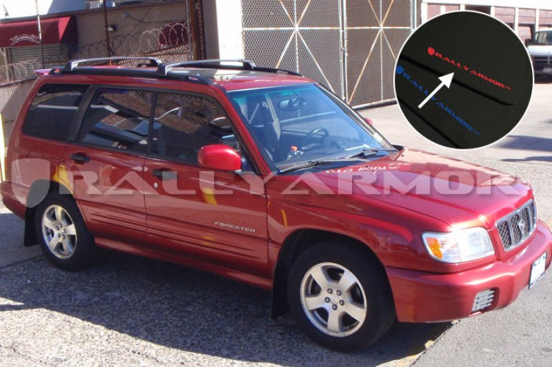 Rally Armor UR Black Mud Flap w/ Red Logo Subaru Forester 1998-2002 | MF13-UR-BLK/RD - JDMuscleMudflapsralMF13-UR-BLK/RD