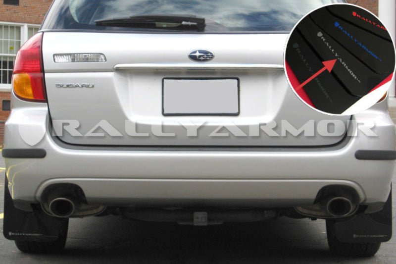 Rally Armor UR Black Mud Flap w/ Silver Logo Subaru Legacy 2005-2009 | MF4-UR-BLK/SIL - JDMuscleMudflapsralMF4-UR-BLK/SIL