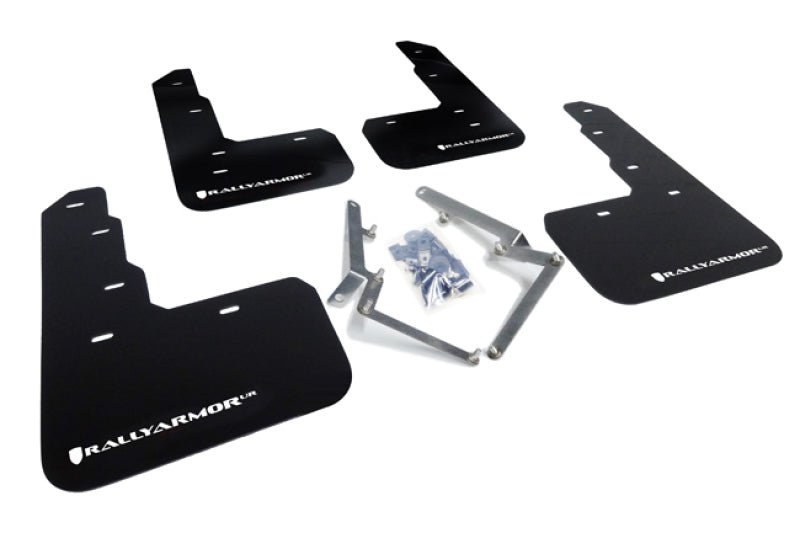Rally Armor UR Black Mud Flap w/ White Logo Honda Civic Type R 2017-2018 | MF47-UR-BLK/WH - JDMuscleMudflapsralMF47-UR-BLK/WH