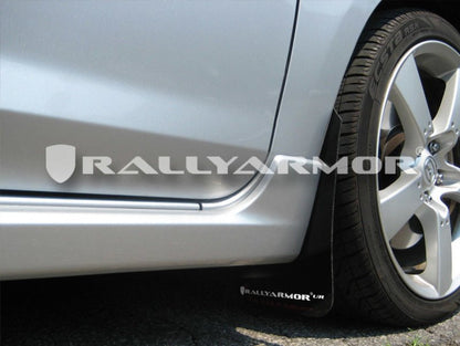 Rally Armor UR Black Mud Flap w/ White Logo Mazda Mazdaspeed3 2004-2009 | MF9-UR-BLK/WH - JDMuscleMudflapsralMF9-UR-BLK/WH