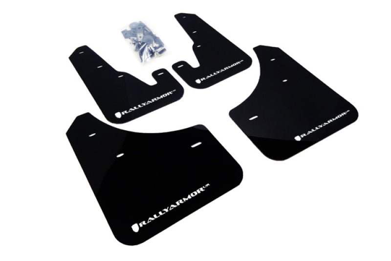 Rally Armor UR Black Mud Flap w/ White Logo Mazda Mazdaspeed3 2004-2009 | MF9-UR-BLK/WH - JDMuscleMudflapsralMF9-UR-BLK/WH