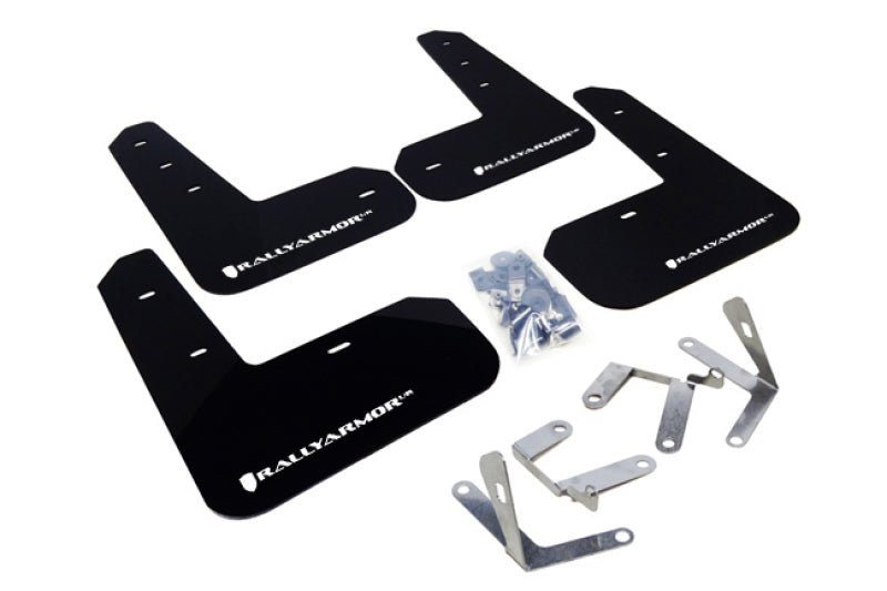 Rally Armor UR Black Mud Flap w/ White Logo Scion FR-S 2013-2016 / Subaru BRZ 2013+ | MF23-UR-BLK/WH - JDMuscleMudflapsralMF23-UR-BLK/WH