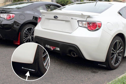 Rally Armor UR Black Mud Flap w/ White Logo Scion FR-S 2013-2016 / Subaru BRZ 2013+ | MF23-UR-BLK/WH - JDMuscleMudflapsralMF23-UR-BLK/WH